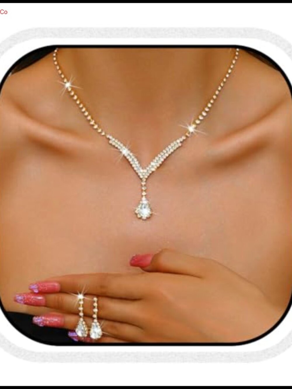 Crystal Rhinestone Bridal Jewelry Set Necklace Earrings Formal Wedding